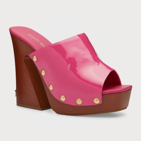 Dolce & Gabbana Studded Patent Leather Clog Mules - Picture 2 of 5